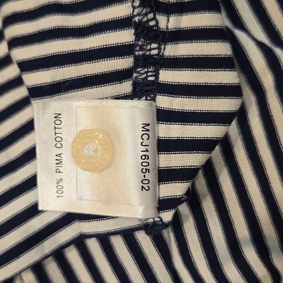 MASTERS COLLECTION MEN'S BLUE AND WHITE STRIPED GOLF POLO SHIRT. SIZE LARGE. - Picture 6 of 9